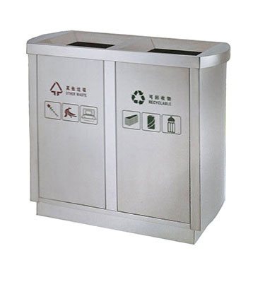雙筒立式室內(nèi)不銹鋼分類垃圾箱主圖
