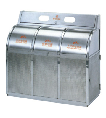 不銹鋼三分類搖蓋垃圾桶主圖