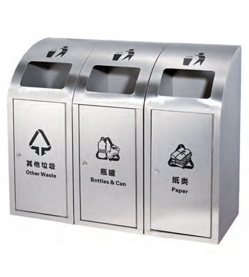 不銹鋼三聯分類垃圾桶