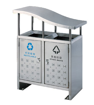 不銹鋼戶外斜蓋分類垃圾桶