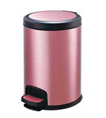 圓形紅色家庭不銹鋼腳踏式垃圾桶