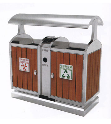 高鐵分類環保鋼木垃圾桶