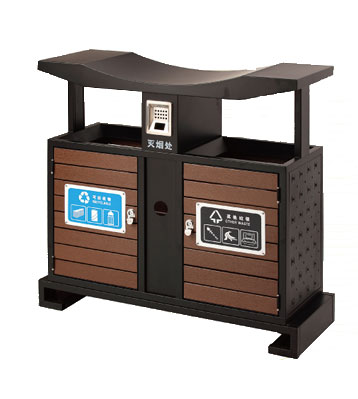 高檔別墅區鋼木垃圾桶