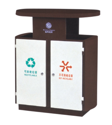 別墅創意雙筒鋼制分類垃圾箱