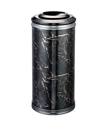 高檔黑商務酒店圓柱形大理石果皮箱