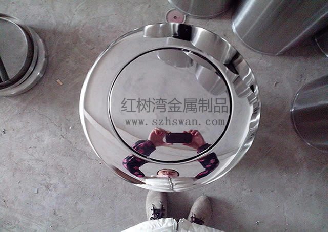 翻蓋不銹鋼商場垃圾桶